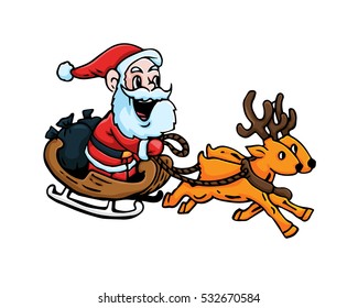 Happy Cute Merry Christmas Santa Claus Character