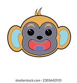 happy cute monkey face illustration