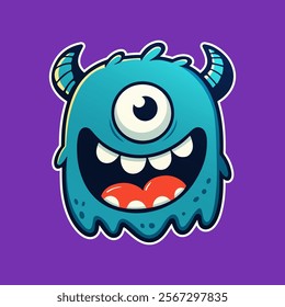 happy cute monster characters suitable with editable stroke for stickers or key chains 