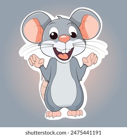 Happy Cute Mouse Sticker Vector Artwork