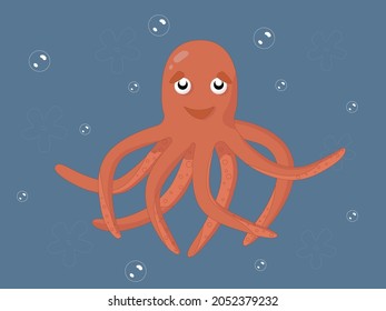 Happy cute octopus vector illustration