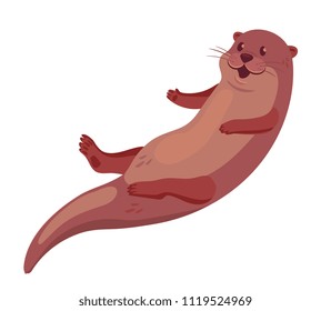 happy cute otter isolated on white background. vector illustration