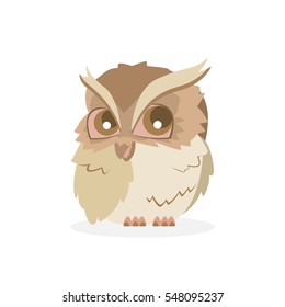 Happy cute owl cartoon, vector illustration.