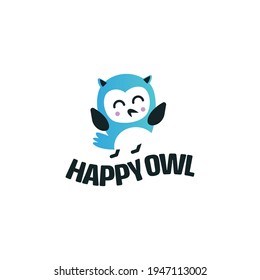 Happy cute owl executive logo template