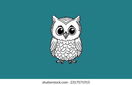 happy cute owl kawaii line art design