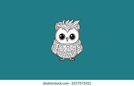 happy cute owl kawaii line art design