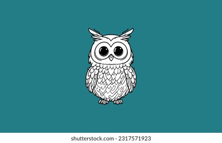 happy cute owl kawaii line art design