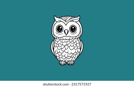 happy cute owl kawaii line art design