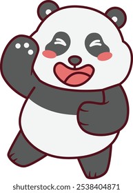 Happy Cute Panda Dancing Illustration