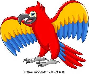 Happy cute parrot animal vector