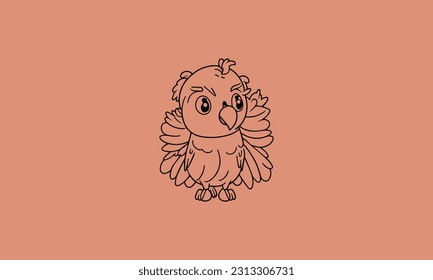 happy cute parrot kawaii colouring book design