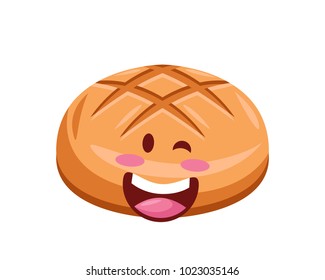 Happy Cute Pastry Cartoon Character Illustration - Bun