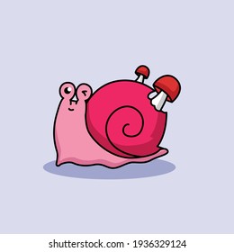 Happy cute pink snail mascot design