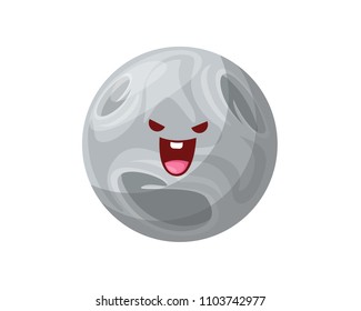 Happy Cute Pluto Planet Cartoon Character, Suitable For Children Book, Character, Game Asset, Infographic, Illustration, And Other Graphic Related Assets  