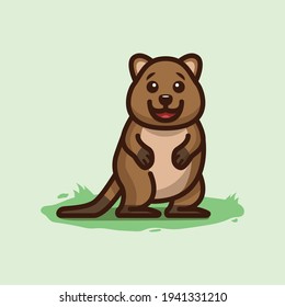 Happy Cute Quokka Cartoon Illustration