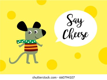 happy cute rat greeting card