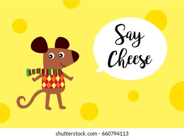 happy cute rat greeting card