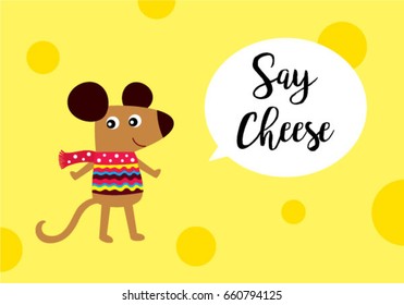 happy cute rat greeting card