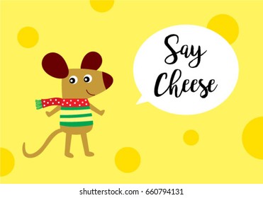 happy cute rat greeting card