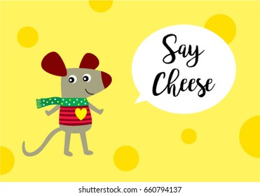 happy cute rat greeting card