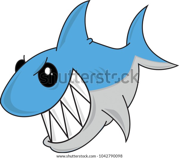 Happy Cute Scary Shark Cartoon Vector Royalty Free Stock Image