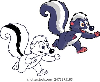 Happy Cute Skunk Cartoon Character