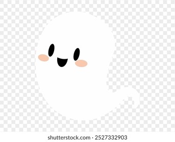 Happy cute smile ghost isolated on png or transparent background.Halloween party banner. vector