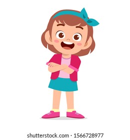 happy cute smile kid girl crossed arms vector