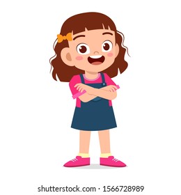 happy cute smile kid girl crossed arms vector