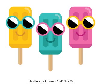 Happy Cute Smiley Face Tropical Ice Pops Sunglasses Fun