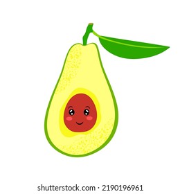 Happy cute smiling Avocado. Vector flat cartoon Avocado character illustration. beautiful avocado Isolated on white background. vector illustration