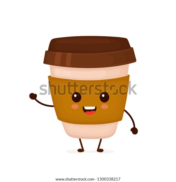 Happy Cute Smiling Funny Coffee Paper Stock Vector Royalty Free 1300338217