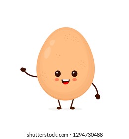 Happy cute smiling funny kawaii egg. Vector flat cartoon character illustration icon.Isolated on white background. Cute kawaii egg character concept