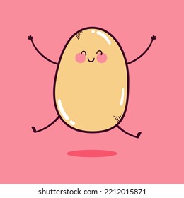 Happy cute smiling funny kawaii egg vector flat cartoon character illustration mascot.