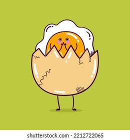 Happy cute smiling funny kawaii egg vector flat cartoon character illustration mascot.