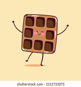 Happy Cute Smiling Funny Kawaii Chocolate Vector Flat Cartoon Character Illustration Mascot.