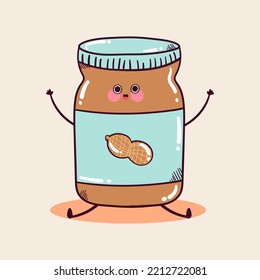 Happy cute smiling funny kawaii peanut butter vector flat cartoon character illustration mascot.