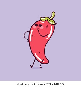 Happy cute smiling funny kawaii chili pepper. Cute chili pepper mascot character