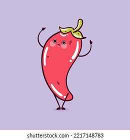 Happy cute smiling funny kawaii chili pepper. Cute chili pepper mascot character