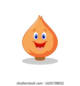 Happy cute smiling onion. Vector flat cartoon character illustration icon.Isolated on white background. Cute onion vegetable character concept