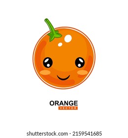 Happy cute smiling Orange. Vector flat icon of cartoon character illustration. Isolated on white background. cute Orange fruit character concept