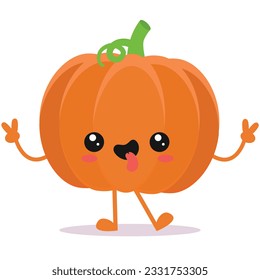 Feliz calabaza sonriente lindo Carácter vector vegetal lindo aislado en blanco
