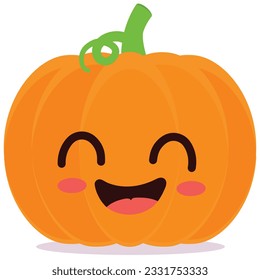 Feliz calabaza sonriente lindo Carácter vector vegetal lindo aislado en blanco