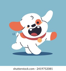Happy cute smiling puppy vector cartoon character illustration isolated on background.