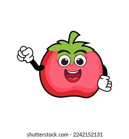 Feliz lindo tomate sonriente. Icono de ilustración de personaje de dibujos animados planos vectores. tomate de mascota retro. Aislado sobre fondo blanco. Concepto de personaje huerto de tomate fresco