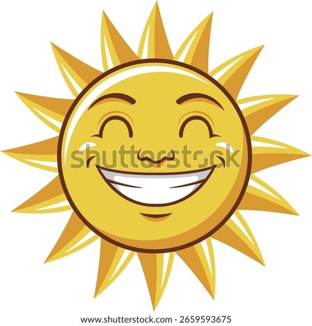 Happy cute sun face vector illustration on transparent background