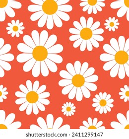 Happy cute sweet groovy flower seamless wallpaper background vector.