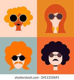 Happy cute sweet groovy hippie funny wallpaper background vector.