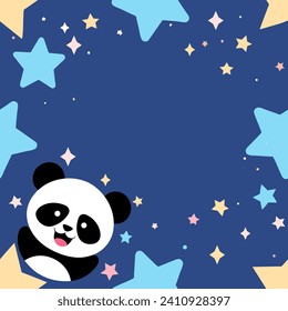 Happy cute sweet panda wallpaper background vector.