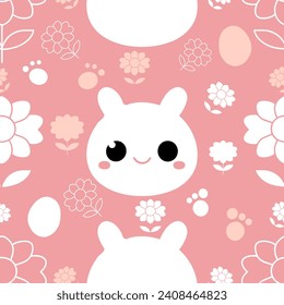 Happy cute sweet rabbit seamless wallpaper pink background vector.